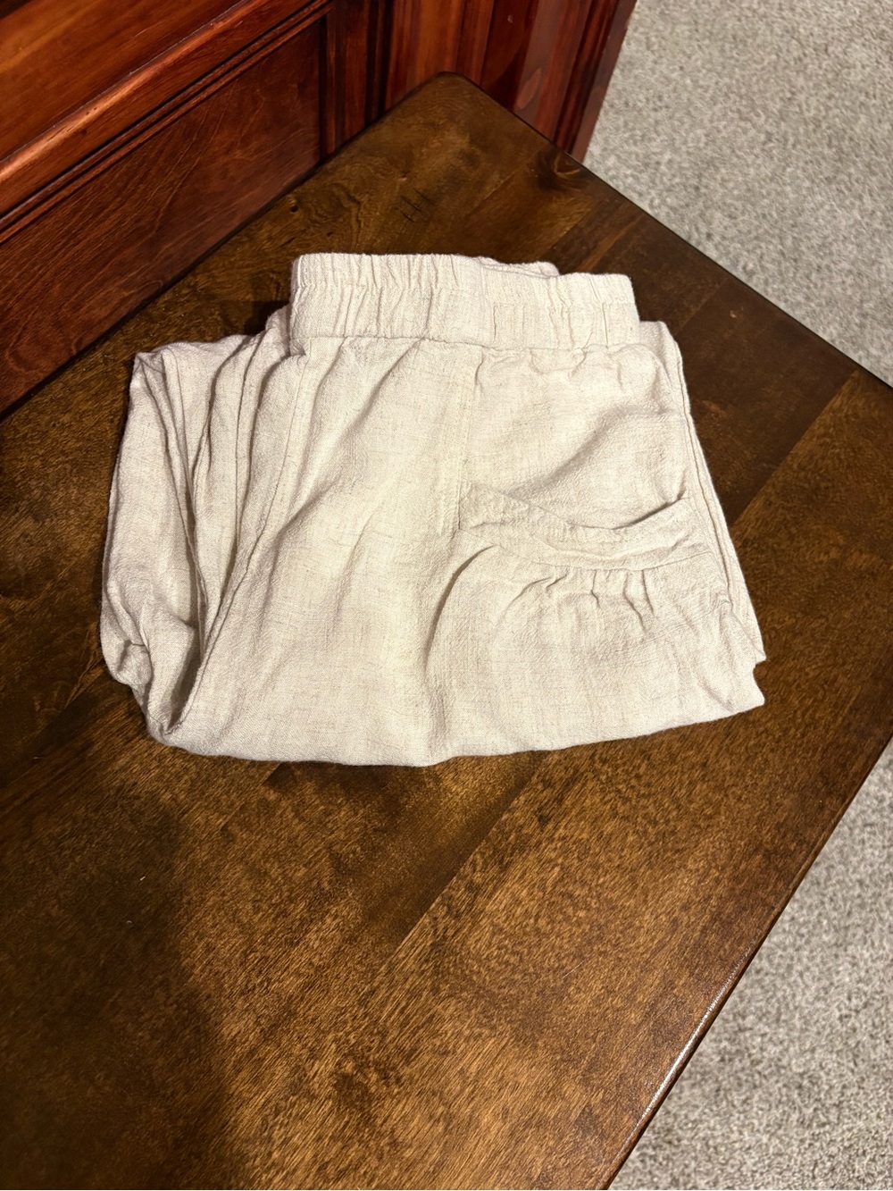 Women's Linen/cotton blend Elastic Cuff Pants in Light Beige - Picture 5 of 5